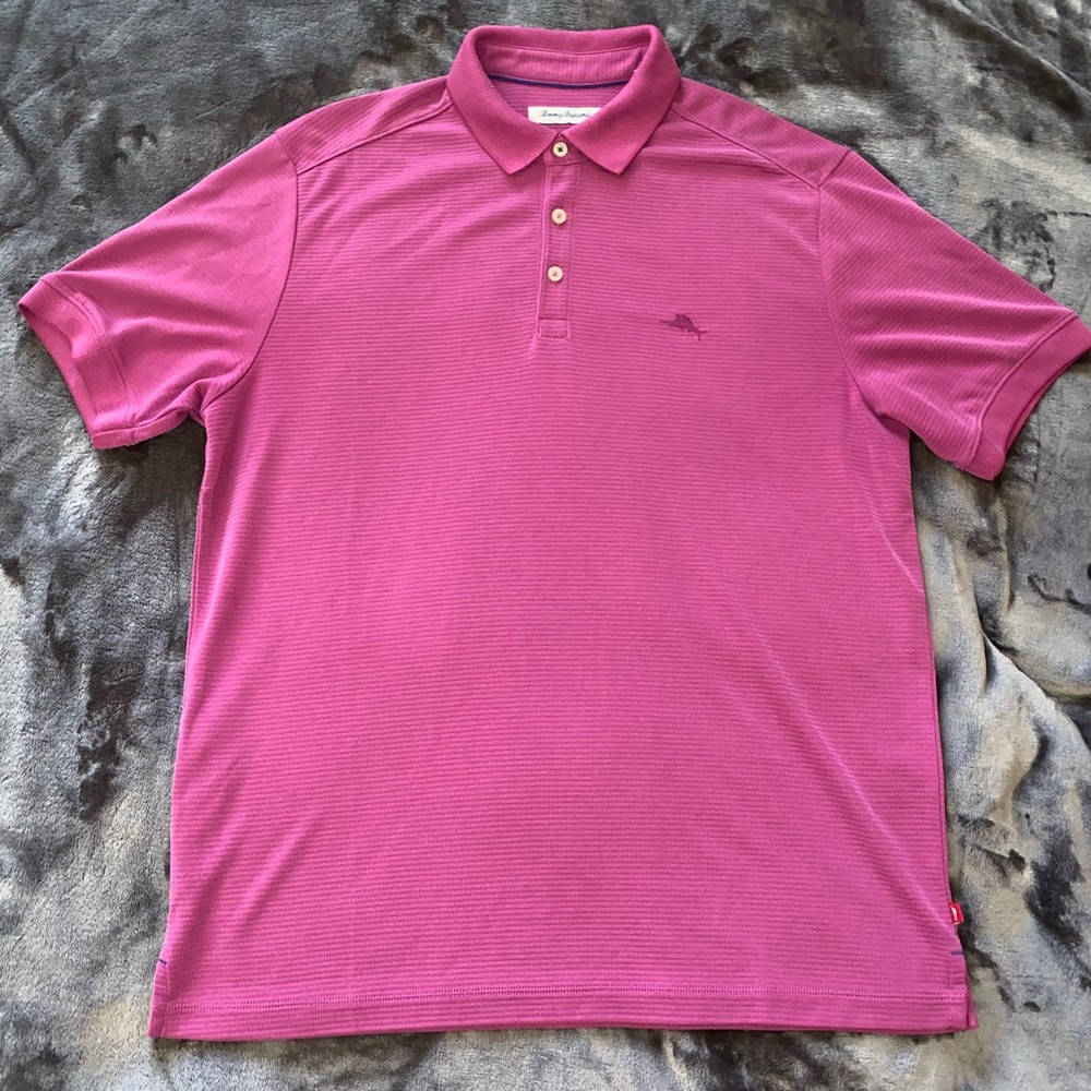 Men’s purple Tommy Bahama ribbed polo, Size L